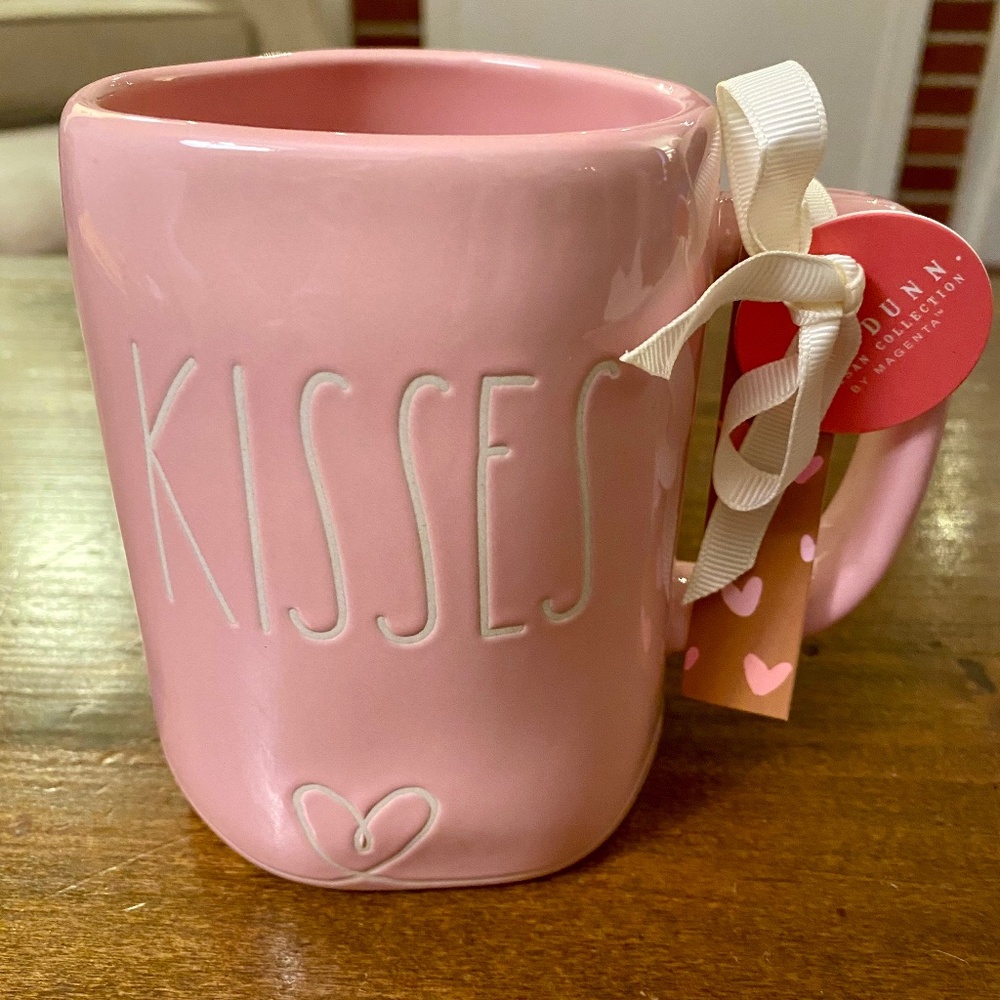 Rae Dunn Hugs Kisses Pink Mug Valentine’s Day